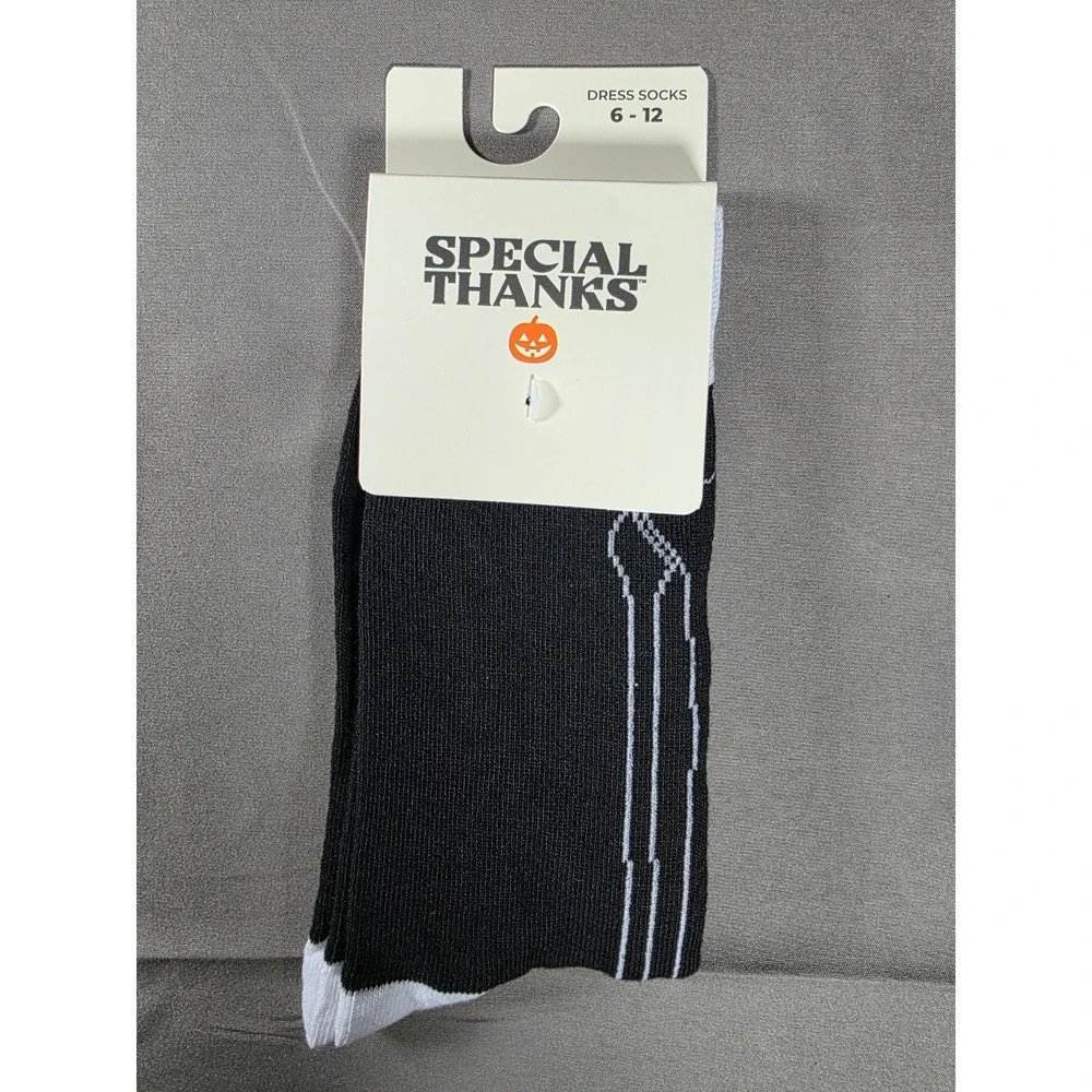 Unisex Culturefly Halloween Black Skeleton Crew Socks‎ - 6-12 ONE SIZE
